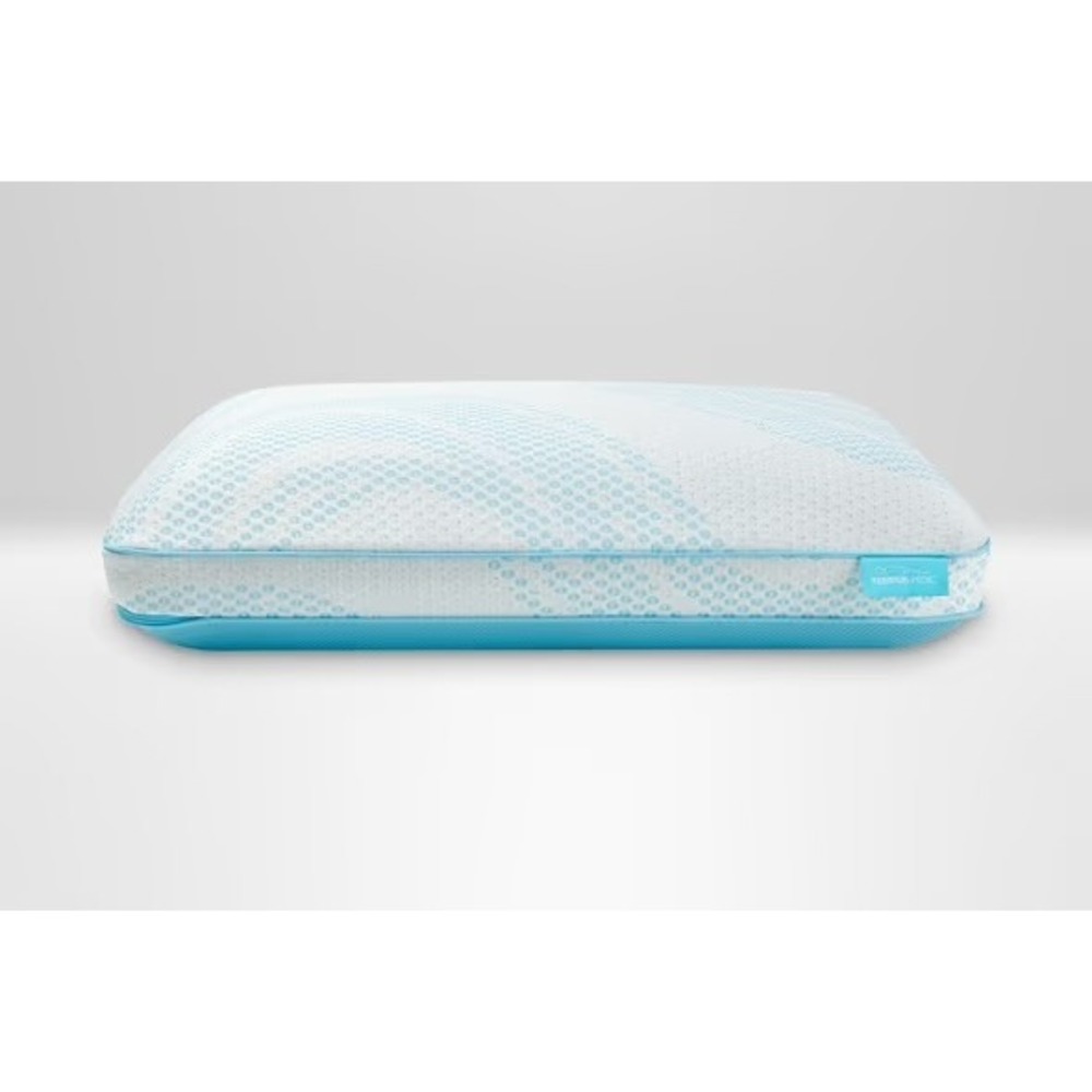 Tempur-Pedic TEMPUR-Breeze ProHi Pillow Queen White Blue Cooling Memory Foam